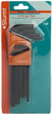 Набор ключей шестигранных Sturm 1045-04-10x10 cr-v, 10шт.