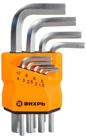 Набор ключей шестигранных ВИХРЬ HEX,9 шт,1.5-10 мм [73/6/5/11]