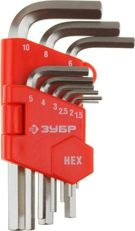 Набор ключей шестигранных ЗУБР МАСТЕР HEX 9 предметов [27460-1_z02]