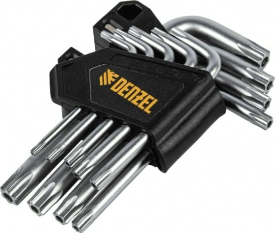 Набор ключей TORX Denzel TT10-50 tempered, crv, 9 шт. [12370]