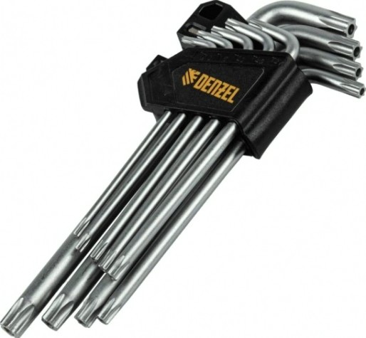 Набор ключей TORX Denzel TT10-50 tempered, crv, 9 шт., удлиненные [12371]