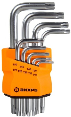 Набор ключей TORX ВИХРЬ 9 шт, T10-T50 [73/6/5/12]