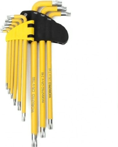 Набор ключей TORX WORKPRO WP222008 T10-T50 длинные 9шт. в держателе Набор ключей TORX WORKPRO WP222008 T10-T50 длинные 9шт. в держателе