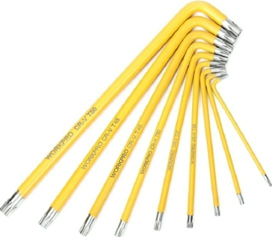 Набор ключей TORX WORKPRO WP222008 T10-T50 длинные 9шт. в держателе Набор ключей TORX WORKPRO WP222008 T10-T50 длинные 9шт. в держателе