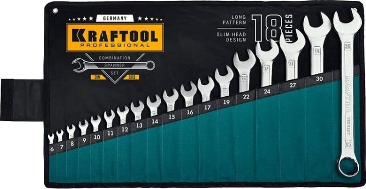 Набор комбинированных гаечных ключей KRAFTOOL 6-32 мм, 18 предметов 27079-H18_z01 [27079-H18_z01]