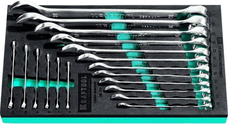 Набор комбинированных гаечных ключей KRAFTOOL 6-32 мм, 18 предметов 27079-H18E [27079-H18E]