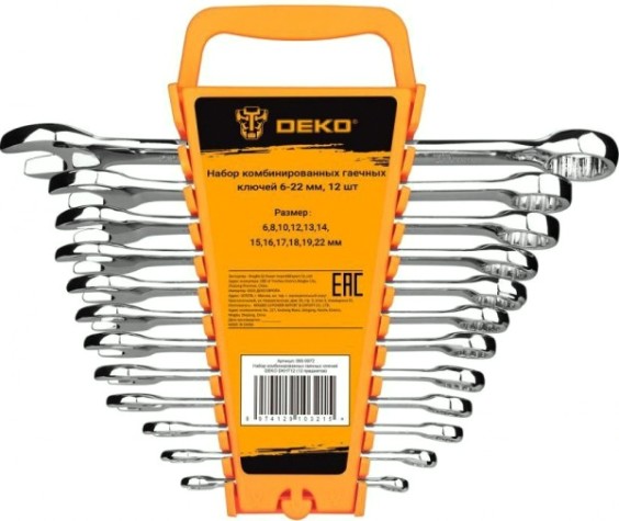Набор комбинированных ключей DEKO DKHT12 (12 предметов) [065-0972]