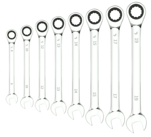 Набор комбинированных ключей GOODKING TKK-10008 трещоточных, 8 предм. Набор комбинированных ключей GOODKING TKK-10008 трещоточных, 8 предм.