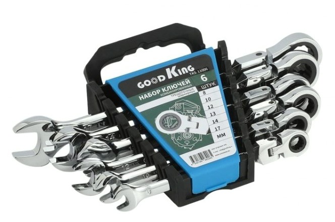 Набор комбинированных ключей GOODKING TKS-11006 трещоточных шарнирных, 6 предм.