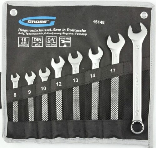 Набор комбинированных ключей GROSS 15148 8 предметов Набор комбинированных ключей GROSS 15148 8 предметов