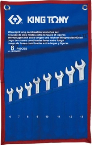 Набор комбинированных ключей KING TONY 6-13 мм удлиненных чехол из теторона, 8 предметов [12C8MRN]