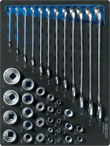 Набор комбинированных ключей KING TONY с наборором торцевых головок 1/4", 3/8", 1/2", ложемент, 40 пр [9-9040SRV]