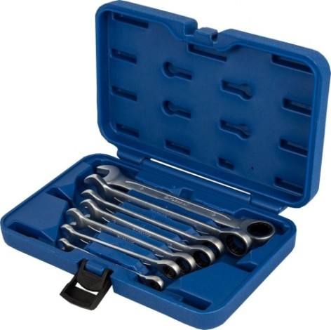 Набор комбинированных ключей Кобальт 020108-07 трещоточных, кейс Набор комбинированных ключей Кобальт 020108-07 трещоточных, кейс