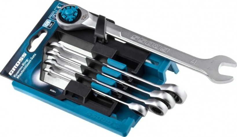 Набор комбинированных ключей с трещоткой GROSS 14858 5 предметов Набор комбинированных ключей с трещоткой GROSS 14858 5 предметов