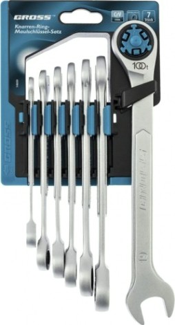 Набор комбинированных ключей с трещоткой GROSS 14859 7 предметов Набор комбинированных ключей с трещоткой GROSS 14859 7 предметов