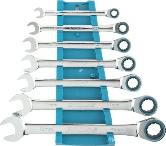 Набор комбинированных ключей с трещоткой GROSS 14890 7 предметов Набор комбинированных ключей с трещоткой GROSS 14890 7 предметов