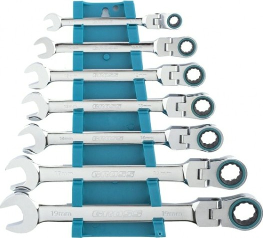 Набор комбинированных ключей с трещоткой GROSS 14891 7 предметов Набор комбинированных ключей с трещоткой GROSS 14891 7 предметов