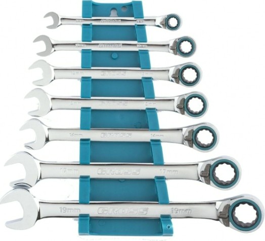 Набор комбинированных ключей с трещоткой GROSS 14892 7 предметов Набор комбинированных ключей с трещоткой GROSS 14892 7 предметов