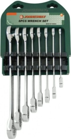 Набор комбинированных ключей с трещоткой JONNESWAY W45308S 8-19 мм, 8 предметов [048389]