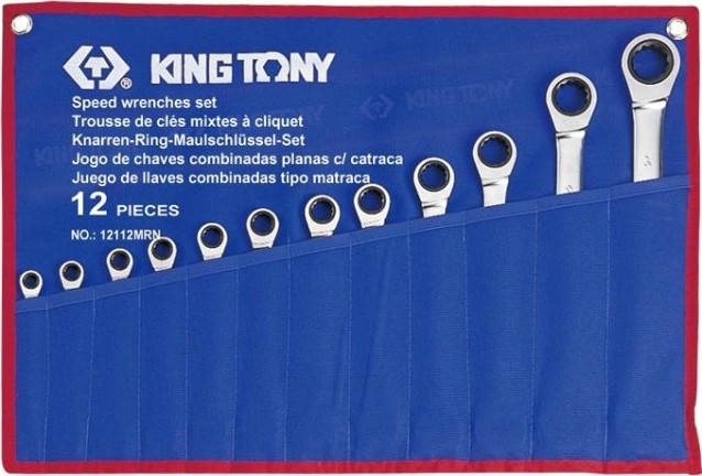 Набор комбинированных ключей с трещоткой KING TONY 12112MRN 12 предметов