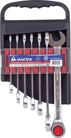 Набор комбинированных ключей с трещоткой МАСТАК 0213-07H 7 предметов Набор комбинированных ключей с трещоткой МАСТАК 0213-07H 7 предметов