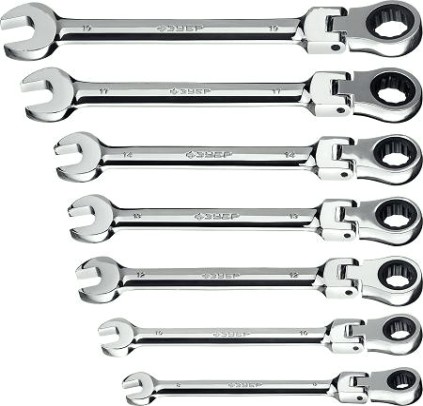 Набор комбинированных ключей с трещоткой ЗУБР 27101-H7 7 предметов Набор комбинированных ключей с трещоткой ЗУБР 27101-H7 7 предметов