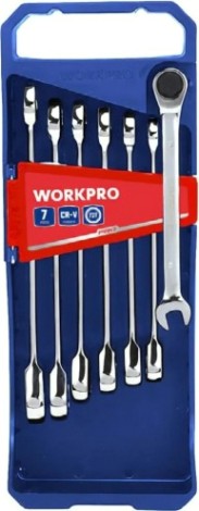 Набор комбинированных ключей WORKPRO WP202511 трещоточные 7шт. (10-16мм) Набор комбинированных ключей WORKPRO WP202511 трещоточные 7шт. (10-16мм)