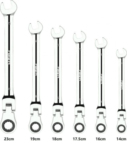 Набор комбинированных трещоточных ключей DEKO RW02 8-17 мм, 6 предметов [065-0550]