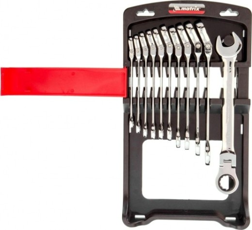 Набор комбинированных трещоточных ключей MATRIX 11 шт. [14796]