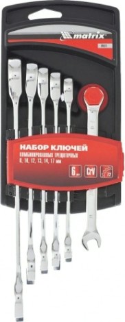 Набор комбинированных трещоточных ключей MATRIX 6 предметов 14511 [14511]