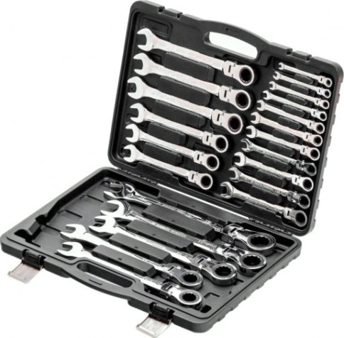 Набор комбинированных трещоточных ключей MATRIX шарнирные, 13 предметов 14798 [14798]