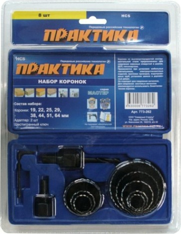 Набор коронок по дереву ПРАКТИКА 10 предметов, 19-64 мм 773-262 МАСТЕР [773-262]