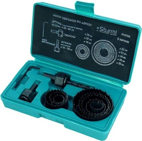 Набор коронок по дереву Sturm 5 440 201 19-51мм, +державки для коронок, 11 пред. [5440201]