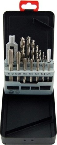 Набор метчиков и плашек D.BOR HSS-G DIN 352 29 шт ручных со сверлами [W-055-19G1029208D]