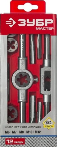 Набор метчиков и плашек ЗУБР 12 предметов 28121-H12 [28121-H12]