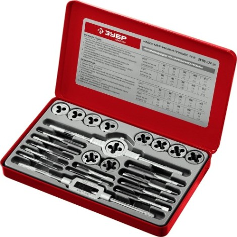 Набор метчиков и плашек ЗУБР "МАСТЕР" 24 предмета 28116-H24 [28116-H24_z01]