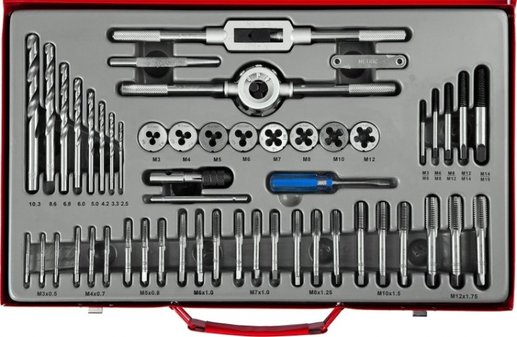 Набор метчиков и плашек ЗУБР "МАСТЕР" 52 предмета 28130-H52 [28130-H52_z01]