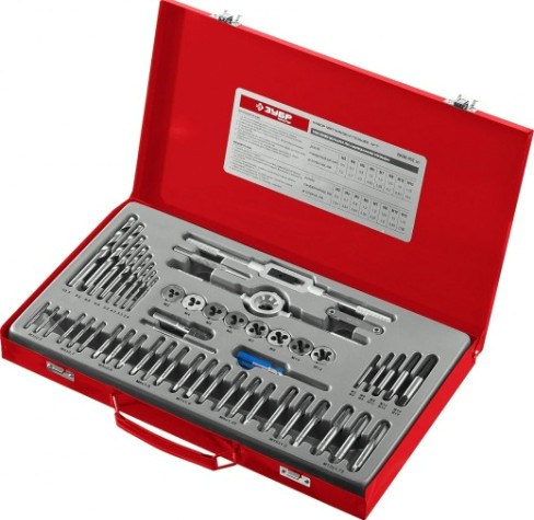 Набор метчиков и плашек ЗУБР "МАСТЕР" 52 предмета 28130-H52 [28130-H52_z01]