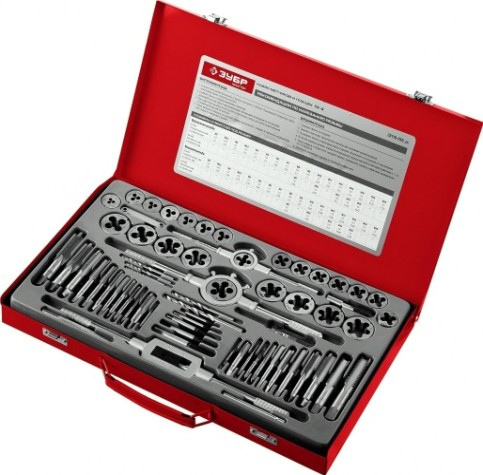 Набор метчиков и плашек ЗУБР "МАСТЕР" 65 предметов 28118-H65 [28118-H65_z01]