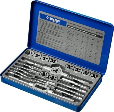 Набор метчиков и плашек ЗУБР "ПРОФЕССИОНАЛ" 24 предмета 28110-H24 [28110-H24]