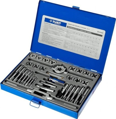 Набор метчиков и плашек ЗУБР "ПРОФЕССИОНАЛ" 35 предметов 28110-H35 [28110-H35]