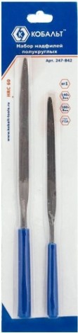 Набор надфилей Кобальт 247-842 полукруглых, № 1, 140х3, 160х4 мм (2 шт.)