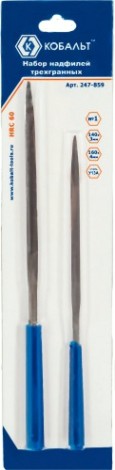 Набор надфилей Кобальт 247-859 трехгранных, № 1, 140х3, 160х4 мм (2 шт.)