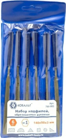 Набор надфилей Кобальт 790-083 № 1, 140х 50х3 мм, обрезиненные рукоятки (6 шт.)