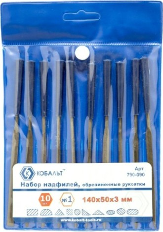 Набор надфилей Кобальт 790-090 № 1, 140х 50х3 мм, обрезиненные рукоятки (10 шт.)