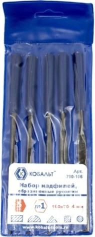 Набор надфилей Кобальт 790-106 № 1, 160х 70х4 мм, обрезиненные рукоятки (5 шт.)