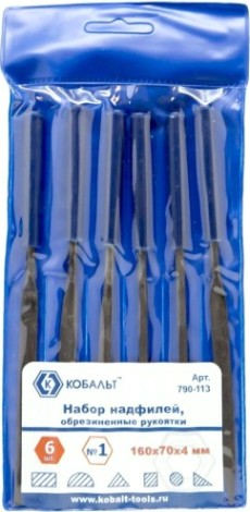Набор надфилей Кобальт 790-113 № 1, 160х 70х4 мм, обрезиненные рукоятки (6 шт.)
