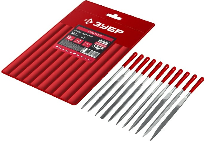 Набор надфилей ЗУБР 1605-H10 140 мм, в чехле 10 шт.