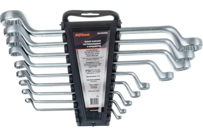Набор накидных ключей AV Steel AV-032090 6-32 мм, 9 предметов Набор накидных ключей AV Steel AV-032090 6-32 мм, 9 предметов