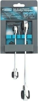 Набор накидных ключей GROSS 8-19 мм с трещоткой многоразмерные, 2 шт [14893]